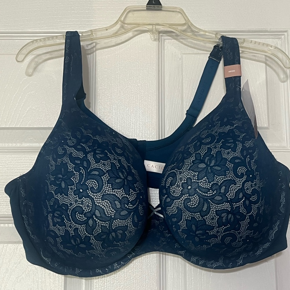 Cacique Navy Floral Lace Bra 46DD